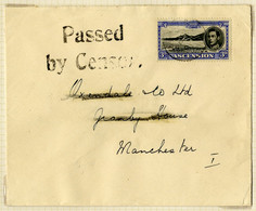 1940's Cover To Manchester, Franked 3d Black & Ultramarine, Cancelled By An Ascension C.d.s. & Bears 'Passed/by Censor'  - Sonstige & Ohne Zuordnung