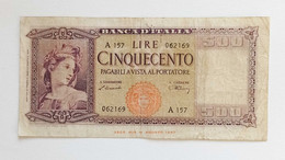 Banca D'Italia L.500 Italia Ornata Di Spighe D.M.10/02/1948 (R), Circolata - Otros & Sin Clasificación