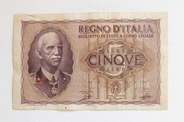 Regno D'Italia Biglietto Di Stato Da L.5 Imperiale 1940 XVIII, Circolato - Italia – 5 Lire