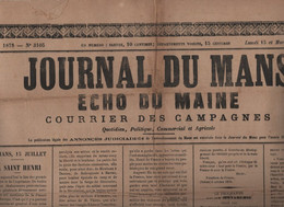 JOURNAL DU MANS ECHO DU MAINE 15 07 1878 - LA SAINT HENRI - PROGRAMME COMTE DE CHAMBORD - NOUVELLE CALEDONIE CANAQUES - Journaux Anciens - Avant 1800