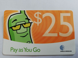 ST LUCIA   $25 ,- GREEN  PAY AS YOU GO    Prepaid Fine Used Card  ** 9191** - Saint Lucia