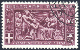 ITALIA CAMPIONE EMISSIONE AUTONOMA 1944 VEDUTE 0,60 FR. (Sass. 11) USATO OFFERTA! - Emissioni Locali/autonome