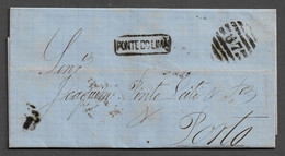 PORTUGAL COVER - CARIMBO PONTE DE LIMA 67 - PORTO 1873 - SELO D.LUIS 25 R. (STB16) - ...-1853 Préphilatélie