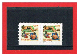 FRANCE - 2003 -  ADHESIFS** -  N°35 Ou N°3578   - 2 TIMBRES - VACANCES - Y & T - COTE 3.00 € - Adhesive Stamps