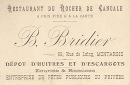 45 :  Montargis : Carte  De Visite PUB Restaurant Du Rocher De Cancale , Rue De Loing  ///  Réf. Mars. 22 / N° 19.367 - Montargis