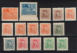 Chine Orientale - Group Of 15 Stamps NSG MNG (*) As Issued , Mao Tse Toung - Western-China 1949-50