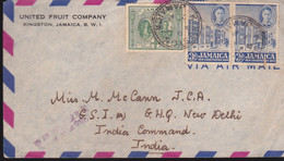 Airmail Letter Cover From Kingston, Jamaica To GSI (a) GHQ India Command 1946 - Jamaica (1962-...)