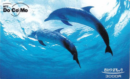 JAPAN - Dolphins, DoCoMo By NTT Prepaid Card Y3000, Exp.date 31/03/08, Used - Delfini