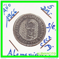 ALEMANIA  ( REPUBLICA FERDERAL ) KM# 119.1- 5 MARCOS AÑO 1966-D PLATA DIAMETRO 29 MM.:GOTTFRIED WILHELM LEIBNIZ, - 5 Mark