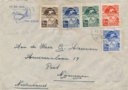 Indonesia - 1951 - Olympiade New Delhi - Set On Airmail Cover Met Deviezencensuur Van Djakarta/28 Naar Nijmegen - Indonesien