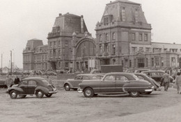 Belgique Gare D'Ostende Automobiles Ancienne Photo Amateur 1950's - Luoghi