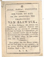 Van Elswyck Franciscus, Pastoor Mierlo, Abdij Tongerlo, Vissenaken 1760 -1819, Gravure Galle - Obituary Notices