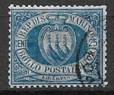 SAN MARINO 1894-99  CIFRA O STEMMA SASS. 30 USATO VF - Used Stamps