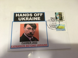 (1 H 33) HANDS OFF UKRAINE (with Ukraine COVID-19 Stamp + Australian Stamp & Black Postmark) Stop Russian Aggressor - Ukraine