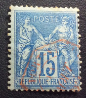 S1012 OCTOGONAL Rouge Port Vendre Sage 90 15c Bleu Oblitéré - 1877-1920: Semi-moderne Periode