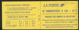 France - Frankreich Carnet 1986 Y&T N°CUC2427-C2a - Michel N°MH2510*10 *** - 2,20f Liberté De Delacroix "reservez* - Modern : 1959-...