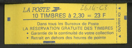 France - Frankreich Carnet 1990 Y&T N°CUC2614-C3 - Michel N°MH2751A*10 *** - 2,30f Marianne De Briat "la Réservation" - Modernos : 1959-…