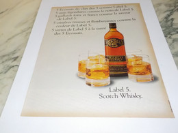 ANCIENNE  PUBLICITE SCOTCH WHISKY  LABEL 5  1982 - Alcohols