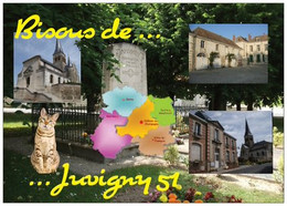 51 - JUVIGNY - Carte Géographique Du 51 - 1 Petit Chaton - 3 Vues De La Commune - Cpm - Vierge - - Otros Municipios