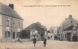 LOIRE ATLANTIQUE  44  SAINT HERBLAIN - PLACE DE L'EGLISE ET RUE DE LA POSTE - Saint Herblain