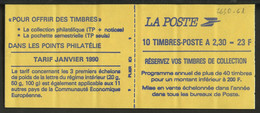 France - Frankreich Carnet 1990 Y&T N°CUCAD2630-C1 - Michel N°MHSK2755D*10 *** - 2,30f Marianne De Briat "réservez" - Modern : 1959-…