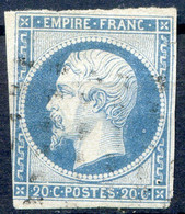 240322, TIMBRES FRANCE, Napoléon III, Empire Franc N° 14, Pliure Au Centre - 1853-1860 Napoleon III