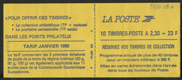 France - Frankreich Carnet 1990 Y&T N°CUCAD2630-C - Michel N°MHSK2755D*10 *** - 2,30f Marianne De Briat "réservez" - Modernes : 1959-...