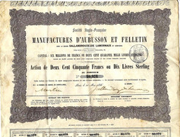 LA TAPISSERIE SALLANDROUZE 1865 RARE ACTION MANUFACTURES D AUBUSSON ET DE FELLETIN Creuse RARE  COTATION 40 € + HIST. - Other & Unclassified