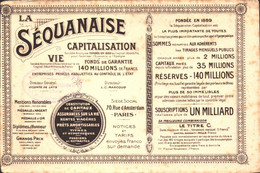 Buvard La Séquanaise , Capitalisation Vie Fondée En 1889 - Bank & Versicherung
