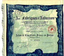 1927  MANUFACTURE TAPISSERIE AUX FABRIQUES D AUBUSSON Paris 1865 RARE COTATION 50 € + HIST. - Other & Unclassified