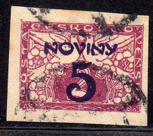 CZECH REPUBLIC REPUBBLICA CECA CZECHOSLOVAKIA CESKA CECOSLOVACCHIA 1926 NEWSPAPER STAMPS NOVINY 5h On 2h USED USATO - Newspaper Stamps