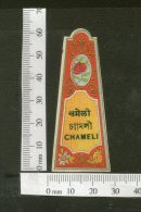 India 1950's Chameli Hair Oil French Print Vintage Perfume Label Multi-colour # 2863 - Etiquettes