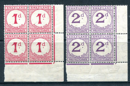 Swaziland 1933-57 Postage Dues - Blocks Of 4 Set LHM (SG D1-D2) - Diagonal Crease Through 2d Block - Swasiland (...-1967)