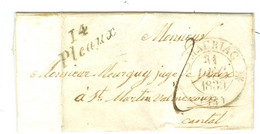 Lettre De Pleaux Cantal Cursive 14 Pleaux  +cachet 12 De Mauriac 1839 - 1801-1848: Précurseurs XIX