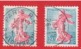 Y&T. 1233 Deux (2) " Semeuse"  De Piel Avec Beau Décalage De Couleur + 1 Oblit. Centrale - Used Stamps