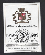 Etiquette De Vin De Table -  Etoile Sportives De Plounéventer  (29) - 40 ème Anniversaire 1949/89  - Thème Foot - Fútbol