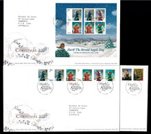 Great Britain 2007 Christmas - Hark The Herald Angels Sing Set Of 3 FDCs - 2001-10 Ediciones Decimales