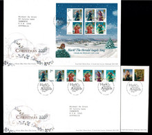 Great Britain 2007 Christmas - Hark The Herald Angels Sing Set Of 3 FDCs - 2001-2010 Em. Décimales