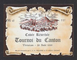 Etiquette De Vin De Table  -  Tounoi Du Canton  Vertaizon (63) Le 28 Août 1988 - Thème Foot - Soccer