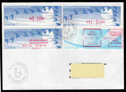 Frankreich France ATM 11.1 + 11.2 On Cover 15.5.1991 Paris Madeleine / Diva LISA Distributeurs Automatenmarken Etiquetas - 1990 « Oiseaux De Jubert »