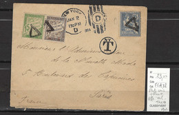 France - Lettre New York - Etats Unis - Affranchissement Nul - Taxée 1904 - 1859-1959 Cartas