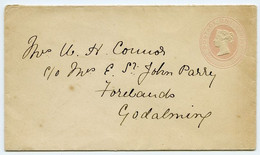 QV : CAMEO / EMBOSSED - ONE PENNY / PRE-PAID STATIONERY / GODALMING, FORELANDS (PARRY, CONNOR) - Storia Postale