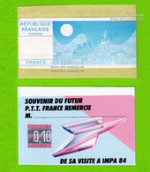 France Frankreich LSA Prototype 1984 De Logitecnica / 1x Specimen / 1x Valeur 0,10 + Brochure Avec Une Photo Du Machine - 1985 « Carrier » Papier