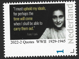Nederland  2022-2 Anne Frank  1929-1945  Quote      Postfris/mnh/neuf - Nuevos