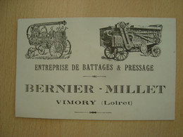 CARTE DE VISITE BERNIER MILLET ENTREPRISE DE BATTAGES & PRESSAGE VIMORY - Cartoncini Da Visita