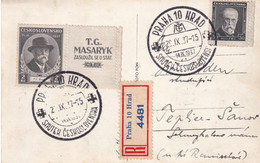 TCHECOSLOVAQUIE 1937 CARTE RECOMMANDEE  DE PRAHA - Brieven En Documenten