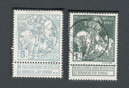 BELGIQUE - COB N°86 CAD BRUXELLES AGENCE N°48 + COB 88 BRUXELLES AGENCE N°23 - 1910-1911 Caritas