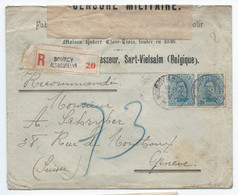 Env Affr N°141 X2 Càd BOURCY(LONGWILLY)/22/II/1919 Recommandé  + Censure Française Pour Genève. - Fortune Cancels (1919)