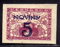 CZECH REPUBLIC REPUBBLICA CECA CZECHOSLOVAKIA CESKA CECOSLOVACCHIA 1926 NEWSPAPER STAMPS NOVINY 5h On 2h MH - Newspaper Stamps
