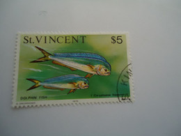 ST VINCENT  USED STAMPS FISH FISHES  $5 - St.Vincent (1979-...)